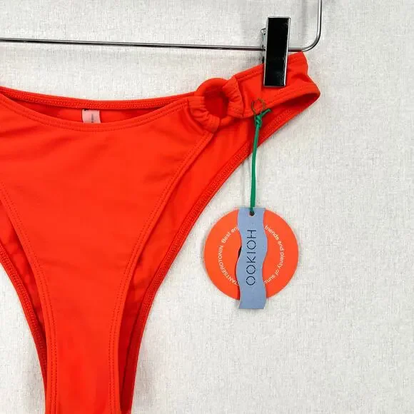 OOKIOH Monaco Bikini Bottom Womens Medium Orange High Leg Ring NWT - Picture 6 of 12